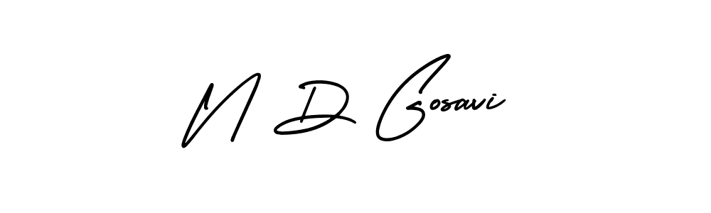 How to make N D Gosavi name signature. Use AmerikaSignatureDemo-Regular style for creating short signs online. This is the latest handwritten sign. N D Gosavi signature style 3 images and pictures png
