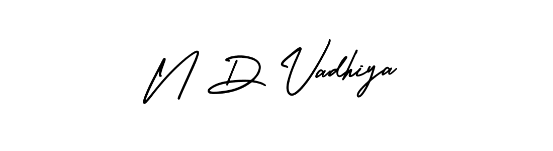 Make a beautiful signature design for name N D Vadhiya. With this signature (AmerikaSignatureDemo-Regular) style, you can create a handwritten signature for free. N D Vadhiya signature style 3 images and pictures png