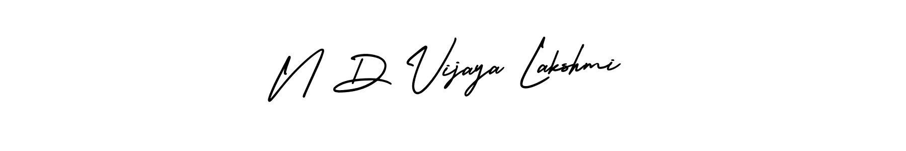 The best way (AmerikaSignatureDemo-Regular) to make a short signature is to pick only two or three words in your name. The name N D Vijaya Lakshmi include a total of six letters. For converting this name. N D Vijaya Lakshmi signature style 3 images and pictures png