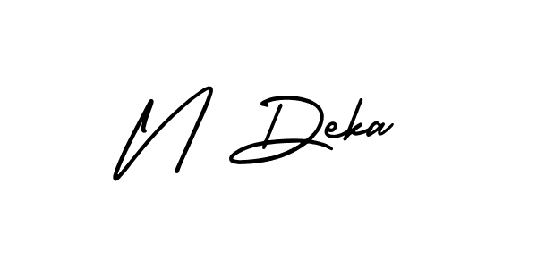 How to make N Deka name signature. Use AmerikaSignatureDemo-Regular style for creating short signs online. This is the latest handwritten sign. N Deka signature style 3 images and pictures png