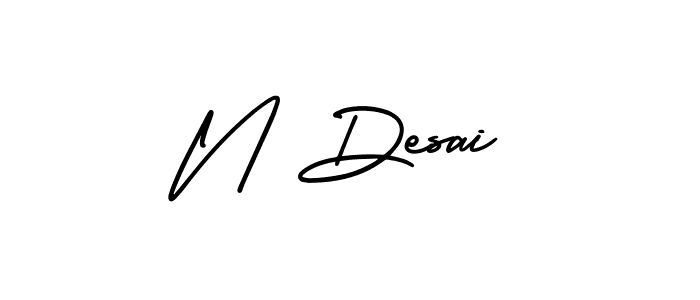 The best way (AmerikaSignatureDemo-Regular) to make a short signature is to pick only two or three words in your name. The name N Desai include a total of six letters. For converting this name. N Desai signature style 3 images and pictures png