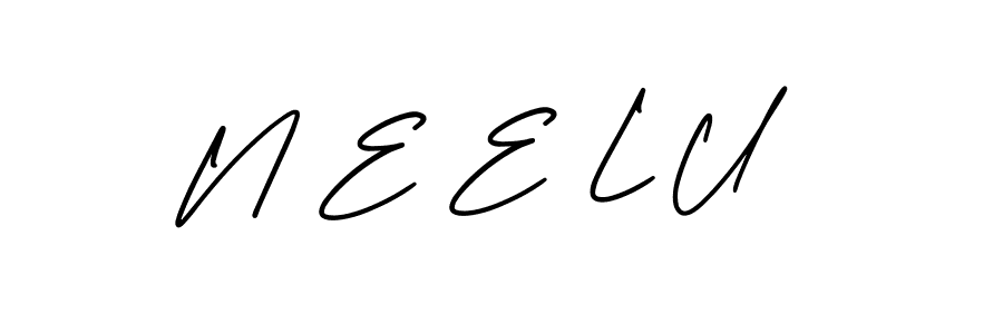 The best way (AmerikaSignatureDemo-Regular) to make a short signature is to pick only two or three words in your name. The name N E E L U include a total of six letters. For converting this name. N E E L U signature style 3 images and pictures png