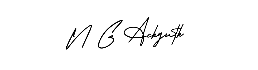 How to make N G Achyuth name signature. Use AmerikaSignatureDemo-Regular style for creating short signs online. This is the latest handwritten sign. N G Achyuth signature style 3 images and pictures png