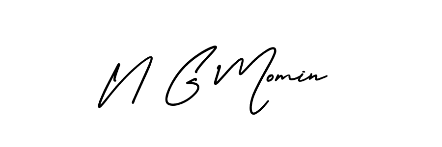 Make a beautiful signature design for name N G Momin. With this signature (AmerikaSignatureDemo-Regular) style, you can create a handwritten signature for free. N G Momin signature style 3 images and pictures png