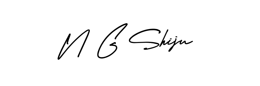 How to make N G Shiju name signature. Use AmerikaSignatureDemo-Regular style for creating short signs online. This is the latest handwritten sign. N G Shiju signature style 3 images and pictures png