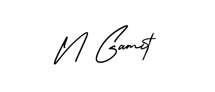 How to make N Gamit name signature. Use AmerikaSignatureDemo-Regular style for creating short signs online. This is the latest handwritten sign. N Gamit signature style 3 images and pictures png