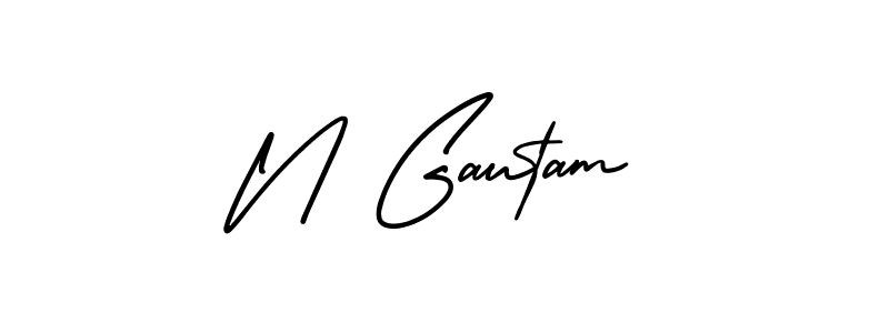 This is the best signature style for the N Gautam name. Also you like these signature font (AmerikaSignatureDemo-Regular). Mix name signature. N Gautam signature style 3 images and pictures png