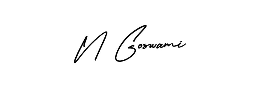 Use a signature maker to create a handwritten signature online. With this signature software, you can design (AmerikaSignatureDemo-Regular) your own signature for name N Goswami. N Goswami signature style 3 images and pictures png