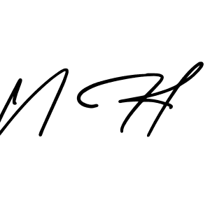 You should practise on your own different ways (AmerikaSignatureDemo-Regular) to write your name (N H) in signature. don't let someone else do it for you. N H signature style 3 images and pictures png