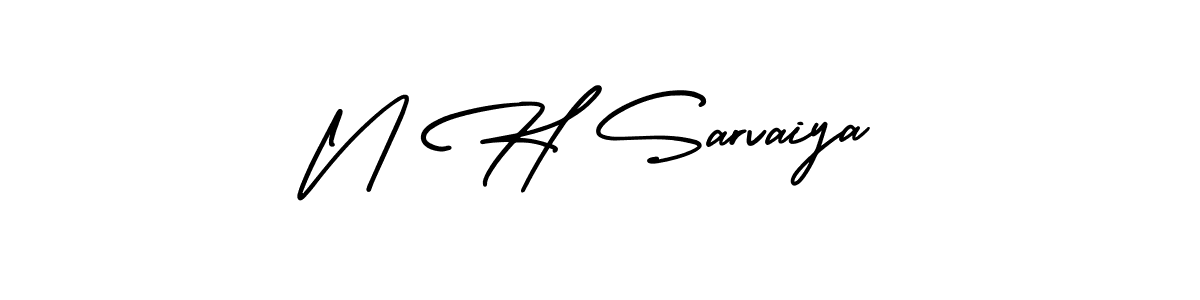 How to make N H Sarvaiya name signature. Use AmerikaSignatureDemo-Regular style for creating short signs online. This is the latest handwritten sign. N H Sarvaiya signature style 3 images and pictures png