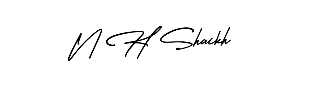 You should practise on your own different ways (AmerikaSignatureDemo-Regular) to write your name (N H Shaikh) in signature. don't let someone else do it for you. N H Shaikh signature style 3 images and pictures png