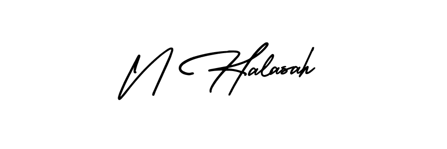 How to make N Halasah name signature. Use AmerikaSignatureDemo-Regular style for creating short signs online. This is the latest handwritten sign. N Halasah signature style 3 images and pictures png