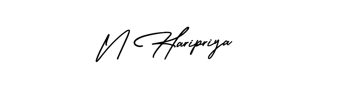 This is the best signature style for the N Haripriya name. Also you like these signature font (AmerikaSignatureDemo-Regular). Mix name signature. N Haripriya signature style 3 images and pictures png