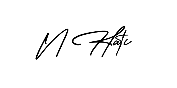 It looks lik you need a new signature style for name N Hati. Design unique handwritten (AmerikaSignatureDemo-Regular) signature with our free signature maker in just a few clicks. N Hati signature style 3 images and pictures png