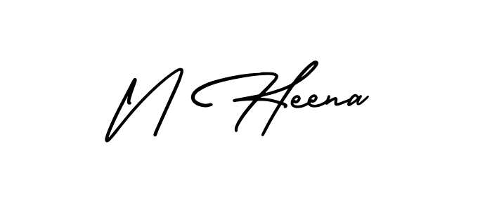 Make a beautiful signature design for name N Heena. With this signature (AmerikaSignatureDemo-Regular) style, you can create a handwritten signature for free. N Heena signature style 3 images and pictures png