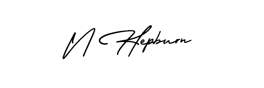 Use a signature maker to create a handwritten signature online. With this signature software, you can design (AmerikaSignatureDemo-Regular) your own signature for name N Hepburn. N Hepburn signature style 3 images and pictures png