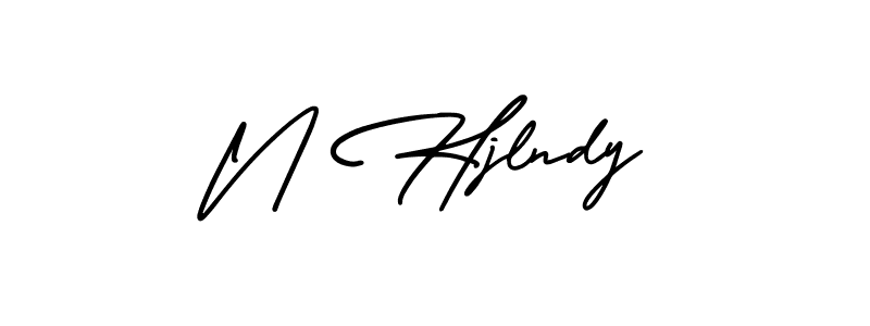 This is the best signature style for the N Hjlndy name. Also you like these signature font (AmerikaSignatureDemo-Regular). Mix name signature. N Hjlndy signature style 3 images and pictures png