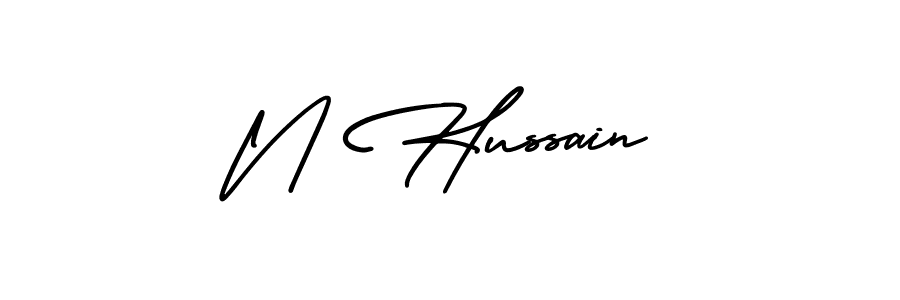 Make a beautiful signature design for name N Hussain. With this signature (AmerikaSignatureDemo-Regular) style, you can create a handwritten signature for free. N Hussain signature style 3 images and pictures png