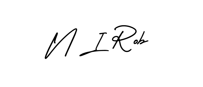 Use a signature maker to create a handwritten signature online. With this signature software, you can design (AmerikaSignatureDemo-Regular) your own signature for name N I Rob. N I Rob signature style 3 images and pictures png