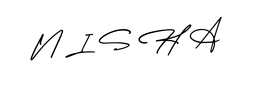 Use a signature maker to create a handwritten signature online. With this signature software, you can design (AmerikaSignatureDemo-Regular) your own signature for name N I S H A. N I S H A signature style 3 images and pictures png