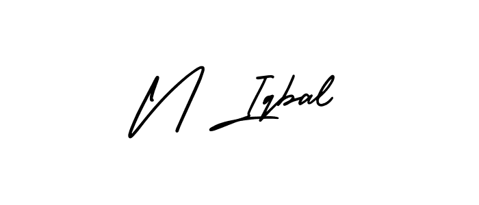 Make a beautiful signature design for name N Iqbal. With this signature (AmerikaSignatureDemo-Regular) style, you can create a handwritten signature for free. N Iqbal signature style 3 images and pictures png