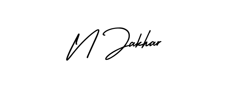 The best way (AmerikaSignatureDemo-Regular) to make a short signature is to pick only two or three words in your name. The name N Jakhar include a total of six letters. For converting this name. N Jakhar signature style 3 images and pictures png