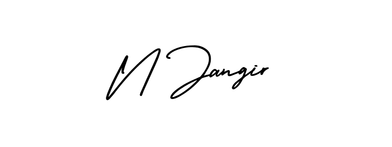 Create a beautiful signature design for name N Jangir. With this signature (AmerikaSignatureDemo-Regular) fonts, you can make a handwritten signature for free. N Jangir signature style 3 images and pictures png