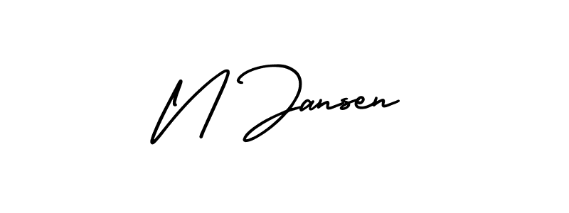 The best way (AmerikaSignatureDemo-Regular) to make a short signature is to pick only two or three words in your name. The name N Jansen include a total of six letters. For converting this name. N Jansen signature style 3 images and pictures png