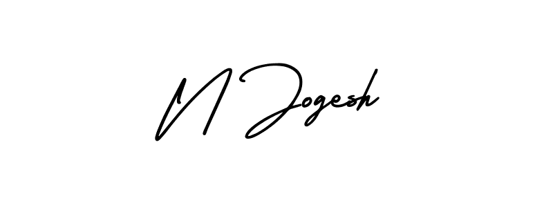 How to make N Jogesh name signature. Use AmerikaSignatureDemo-Regular style for creating short signs online. This is the latest handwritten sign. N Jogesh signature style 3 images and pictures png