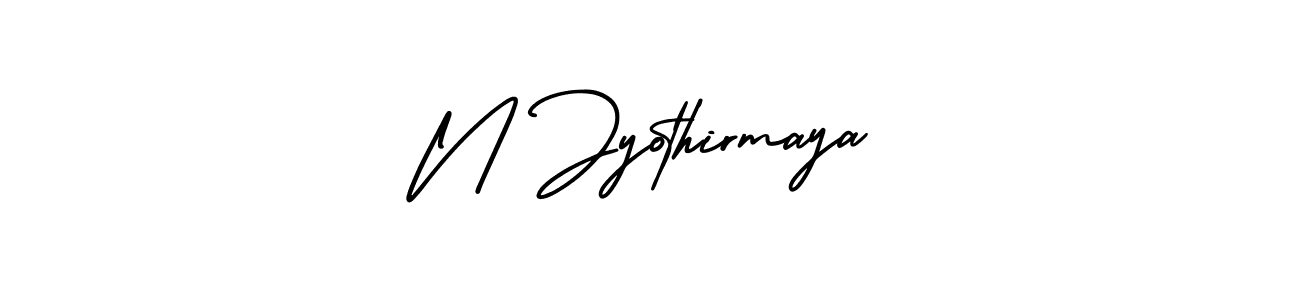 The best way (AmerikaSignatureDemo-Regular) to make a short signature is to pick only two or three words in your name. The name N Jyothirmaya include a total of six letters. For converting this name. N Jyothirmaya signature style 3 images and pictures png