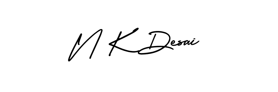 The best way (AmerikaSignatureDemo-Regular) to make a short signature is to pick only two or three words in your name. The name N K Desai include a total of six letters. For converting this name. N K Desai signature style 3 images and pictures png