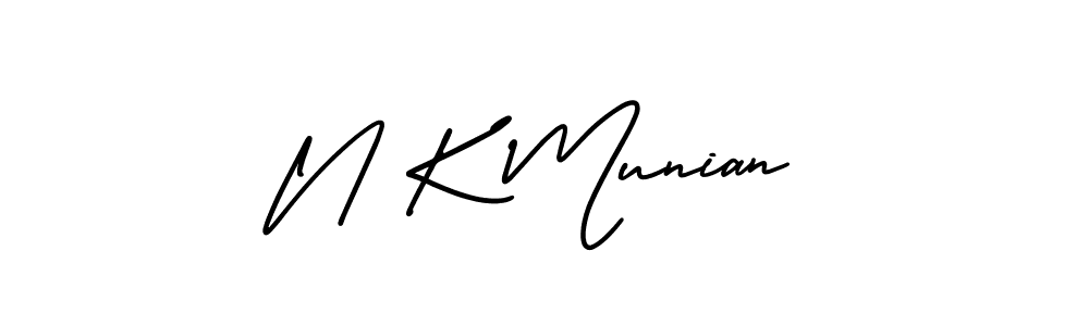 The best way (AmerikaSignatureDemo-Regular) to make a short signature is to pick only two or three words in your name. The name N K Munian include a total of six letters. For converting this name. N K Munian signature style 3 images and pictures png
