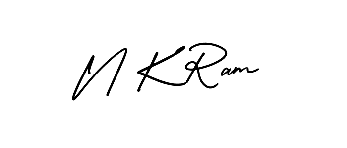 The best way (AmerikaSignatureDemo-Regular) to make a short signature is to pick only two or three words in your name. The name N K Ram include a total of six letters. For converting this name. N K Ram signature style 3 images and pictures png