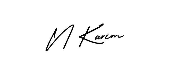 Create a beautiful signature design for name N Karim. With this signature (AmerikaSignatureDemo-Regular) fonts, you can make a handwritten signature for free. N Karim signature style 3 images and pictures png