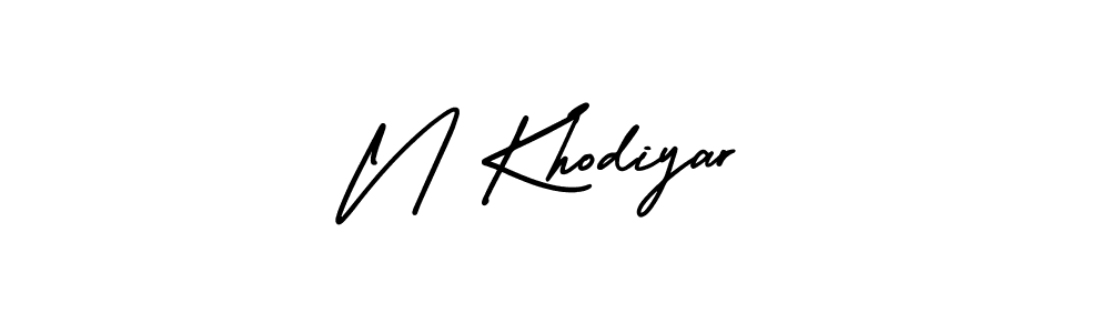 Design your own signature with our free online signature maker. With this signature software, you can create a handwritten (AmerikaSignatureDemo-Regular) signature for name N Khodiyar. N Khodiyar signature style 3 images and pictures png