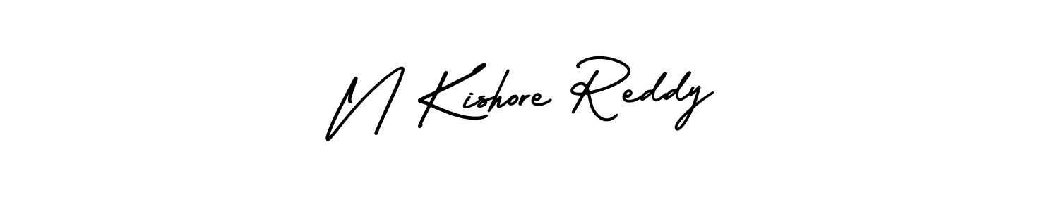 The best way (AmerikaSignatureDemo-Regular) to make a short signature is to pick only two or three words in your name. The name N Kishore Reddy include a total of six letters. For converting this name. N Kishore Reddy signature style 3 images and pictures png
