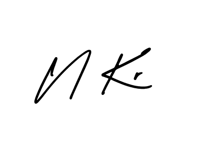 How to make N Kr name signature. Use AmerikaSignatureDemo-Regular style for creating short signs online. This is the latest handwritten sign. N Kr signature style 3 images and pictures png