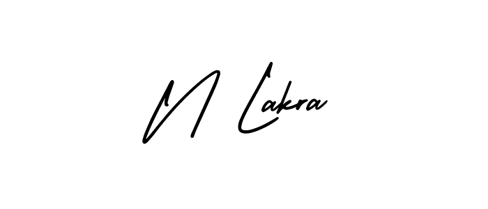 Make a beautiful signature design for name N Lakra. With this signature (AmerikaSignatureDemo-Regular) style, you can create a handwritten signature for free. N Lakra signature style 3 images and pictures png