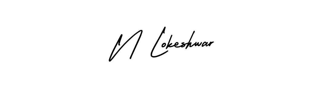 You should practise on your own different ways (AmerikaSignatureDemo-Regular) to write your name (N Lokeshwar) in signature. don't let someone else do it for you. N Lokeshwar signature style 3 images and pictures png