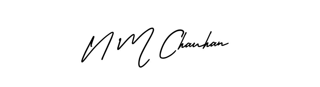 You should practise on your own different ways (AmerikaSignatureDemo-Regular) to write your name (N M Chauhan) in signature. don't let someone else do it for you. N M Chauhan signature style 3 images and pictures png