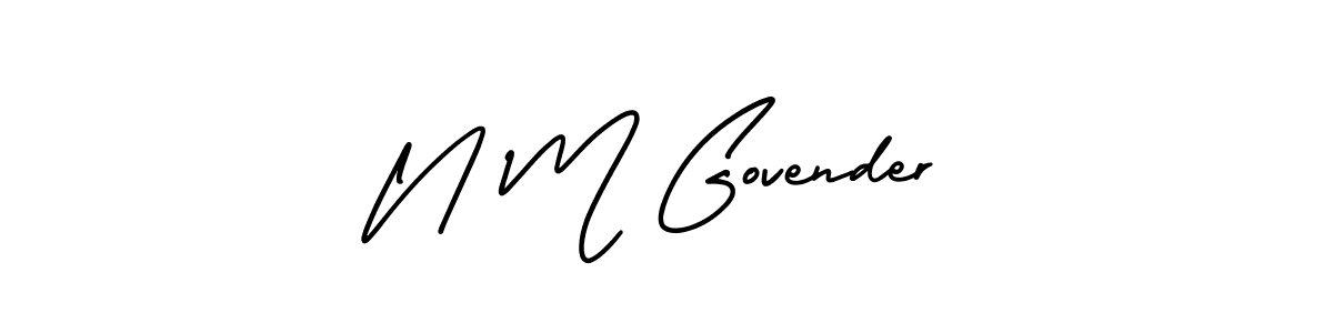 How to make N M Govender name signature. Use AmerikaSignatureDemo-Regular style for creating short signs online. This is the latest handwritten sign. N M Govender signature style 3 images and pictures png