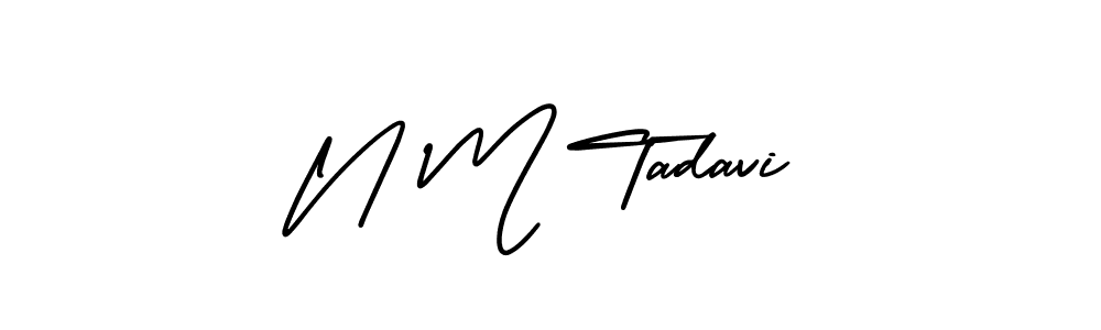 The best way (AmerikaSignatureDemo-Regular) to make a short signature is to pick only two or three words in your name. The name N M Tadavi include a total of six letters. For converting this name. N M Tadavi signature style 3 images and pictures png