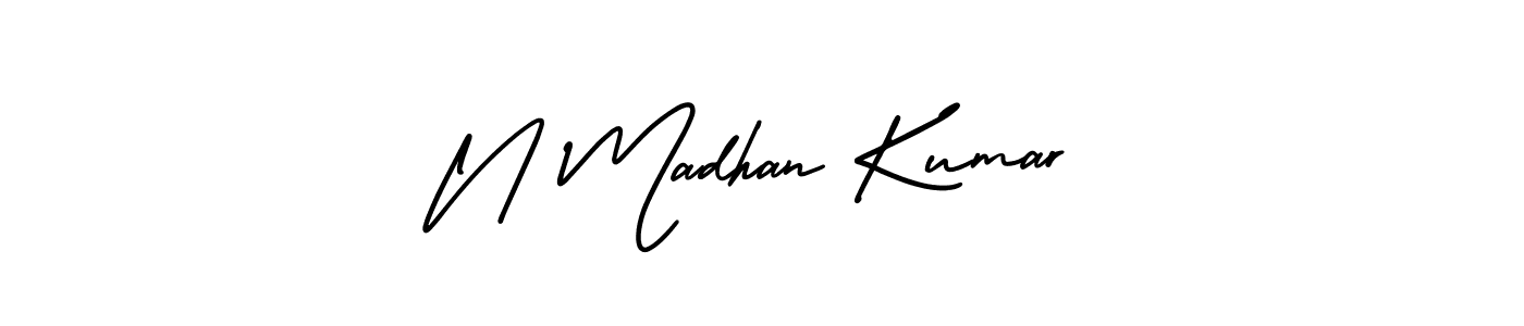 Use a signature maker to create a handwritten signature online. With this signature software, you can design (AmerikaSignatureDemo-Regular) your own signature for name N Madhan Kumar. N Madhan Kumar signature style 3 images and pictures png