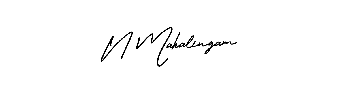 The best way (AmerikaSignatureDemo-Regular) to make a short signature is to pick only two or three words in your name. The name N Mahalingam include a total of six letters. For converting this name. N Mahalingam signature style 3 images and pictures png