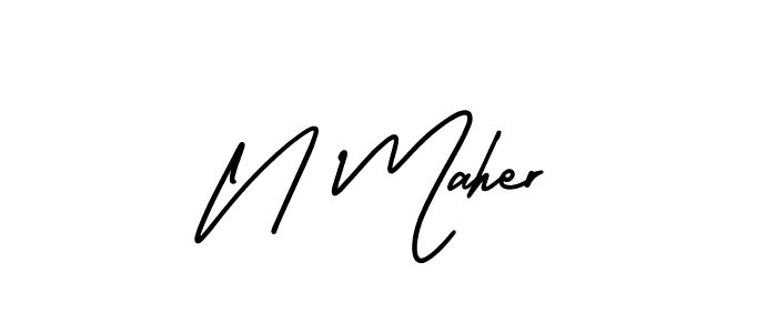 Create a beautiful signature design for name N Maher. With this signature (AmerikaSignatureDemo-Regular) fonts, you can make a handwritten signature for free. N Maher signature style 3 images and pictures png