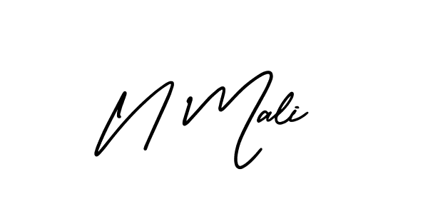 How to make N Mali name signature. Use AmerikaSignatureDemo-Regular style for creating short signs online. This is the latest handwritten sign. N Mali signature style 3 images and pictures png