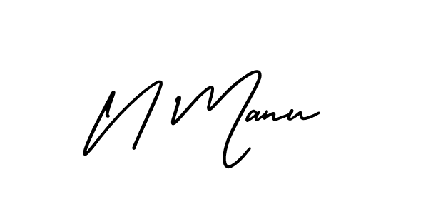 You should practise on your own different ways (AmerikaSignatureDemo-Regular) to write your name (N Manu) in signature. don't let someone else do it for you. N Manu signature style 3 images and pictures png