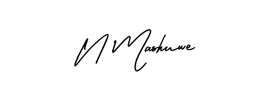 How to make N Mashuwe name signature. Use AmerikaSignatureDemo-Regular style for creating short signs online. This is the latest handwritten sign. N Mashuwe signature style 3 images and pictures png