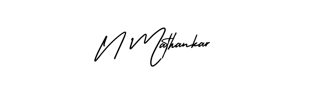 The best way (AmerikaSignatureDemo-Regular) to make a short signature is to pick only two or three words in your name. The name N Mathankar include a total of six letters. For converting this name. N Mathankar signature style 3 images and pictures png