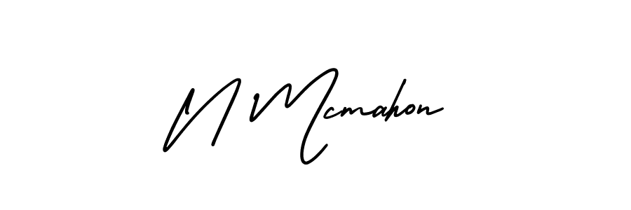 You should practise on your own different ways (AmerikaSignatureDemo-Regular) to write your name (N Mcmahon) in signature. don't let someone else do it for you. N Mcmahon signature style 3 images and pictures png